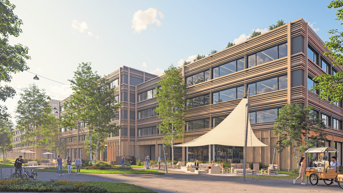 Timber Factory in Moosach: Mit Sonnenbänken für Eidechsen