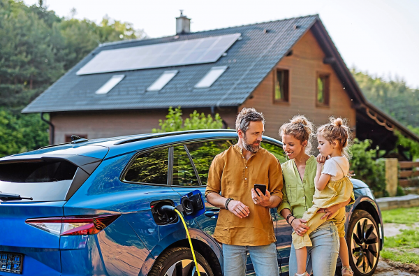 Mit Photovoltaik eigenen Solarstrom gewinnen und auf elektrische Mobilität umsteigen: Zum Gelingen der Energiewende können alle beitragen. Foto: djd, E.ON, Getty Images, Halfpoint