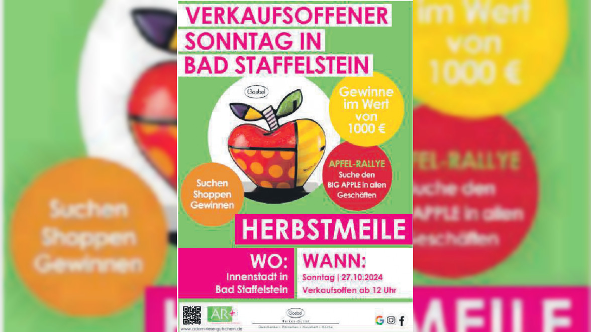 Bad Staffelstein: Herbstmeile, verkaufsoffener Sonntag und Apfelrallye