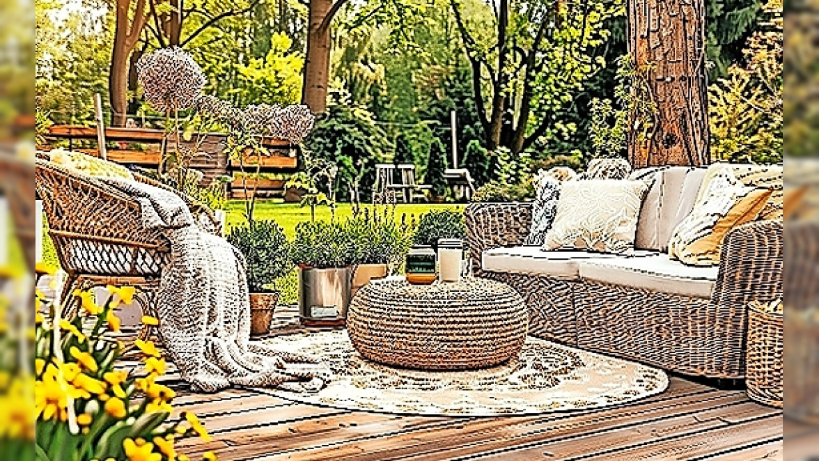 Gemütliche Sitzecke in Garten oder Innenhof