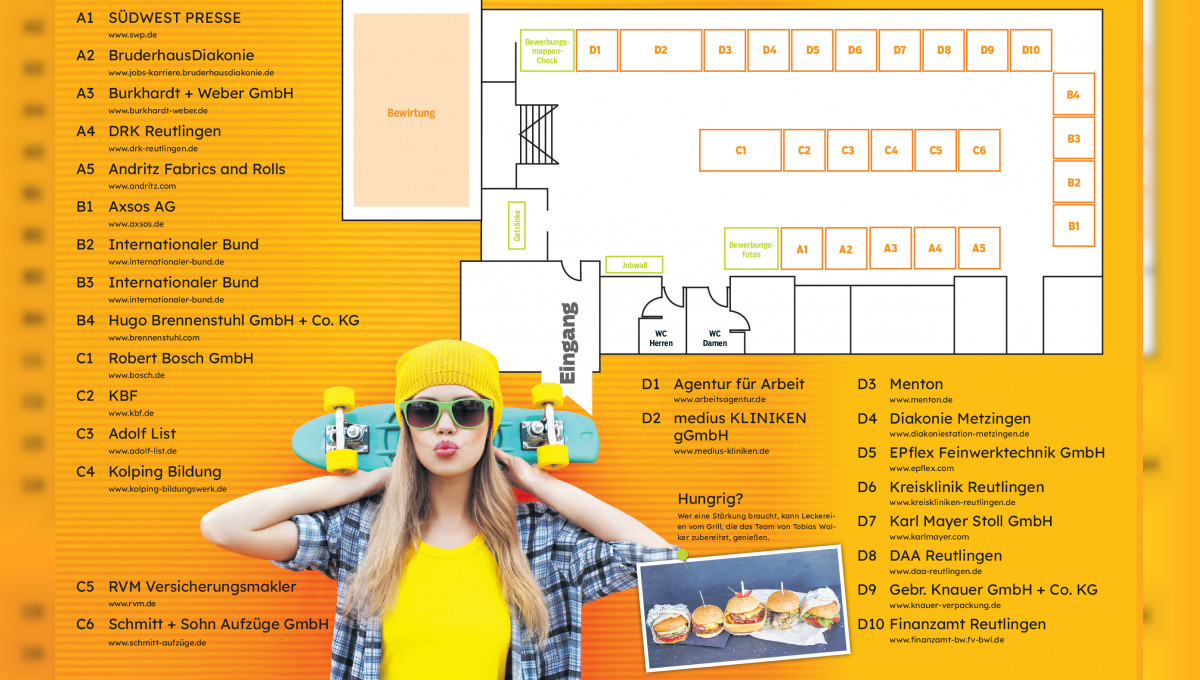 Ausbildungsmesse 2022 in Reutlingen: Next Step Hallenplan