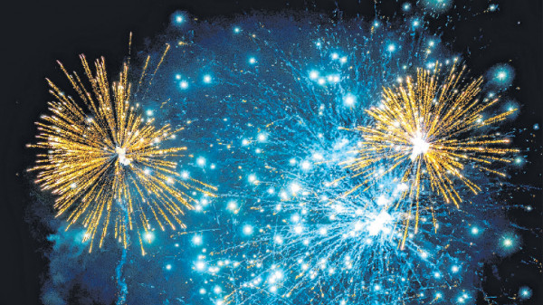 Korken und Böller knallen