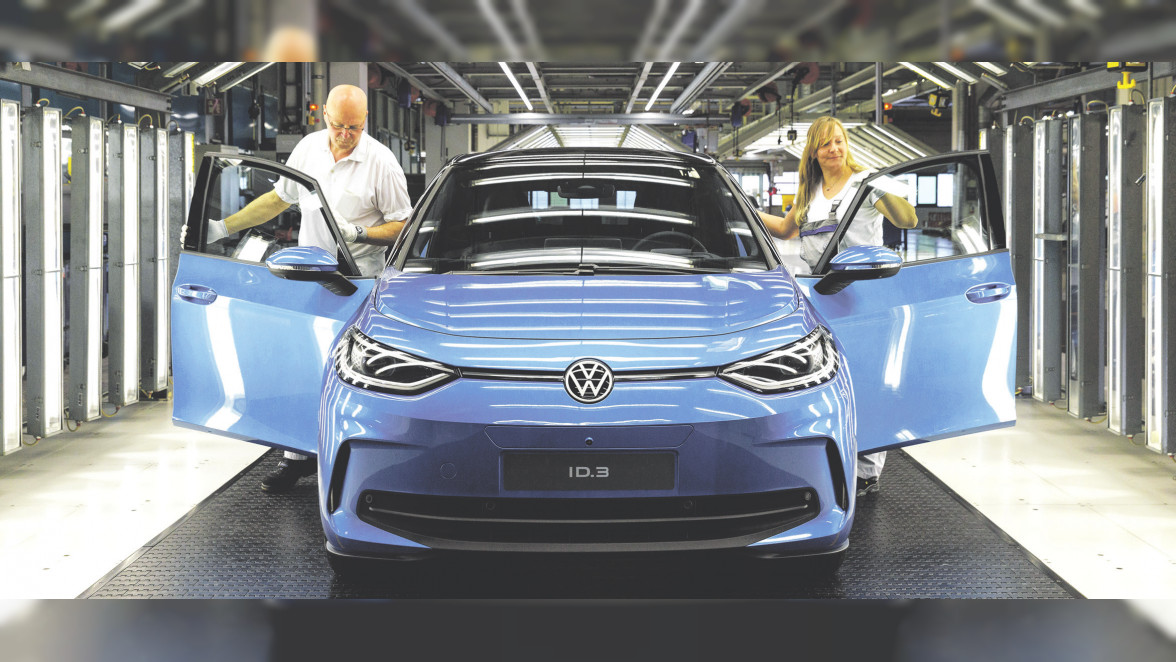 Automobilproduktion bei Volkswagen in Zwickau. Im Bild das Elektromobil ID.3