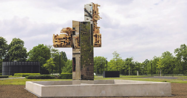 Installation von ART+COM Studios Leverkusen: Erinnerungsort für die Opfer der Zwangsarbeit