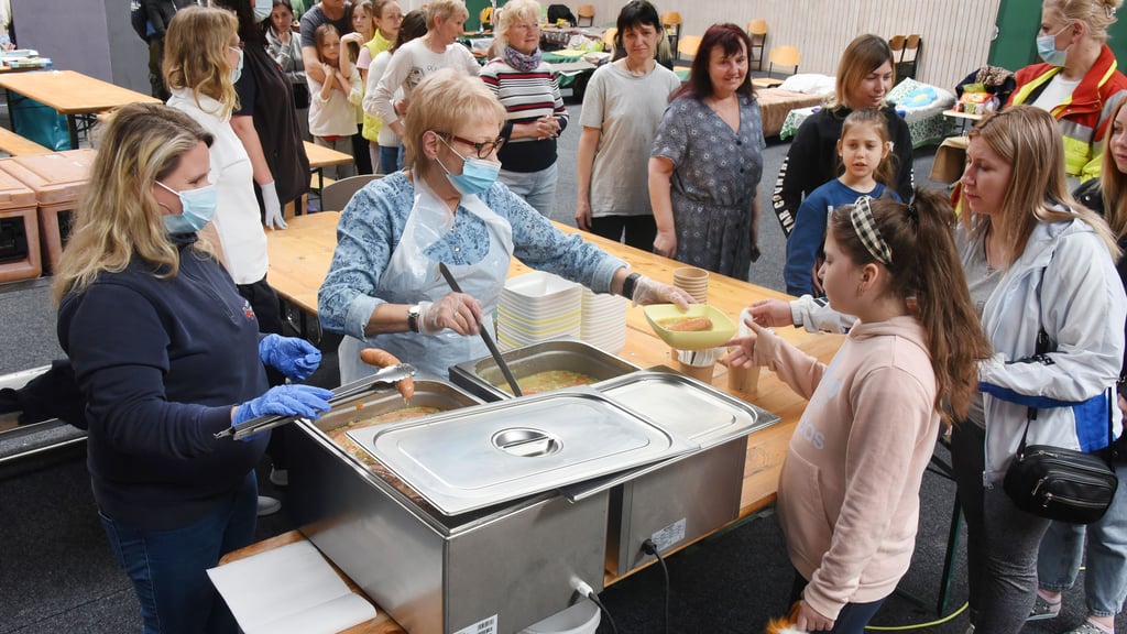 Aufnahmestützpunkt für Flüchtlinge aus der Ukraine in Bitterfeldv-Wolfen im April dieses Jahres: Sachsen-Anhalt hat bislang gut 28.000 Ukrainer aufgenommen. 