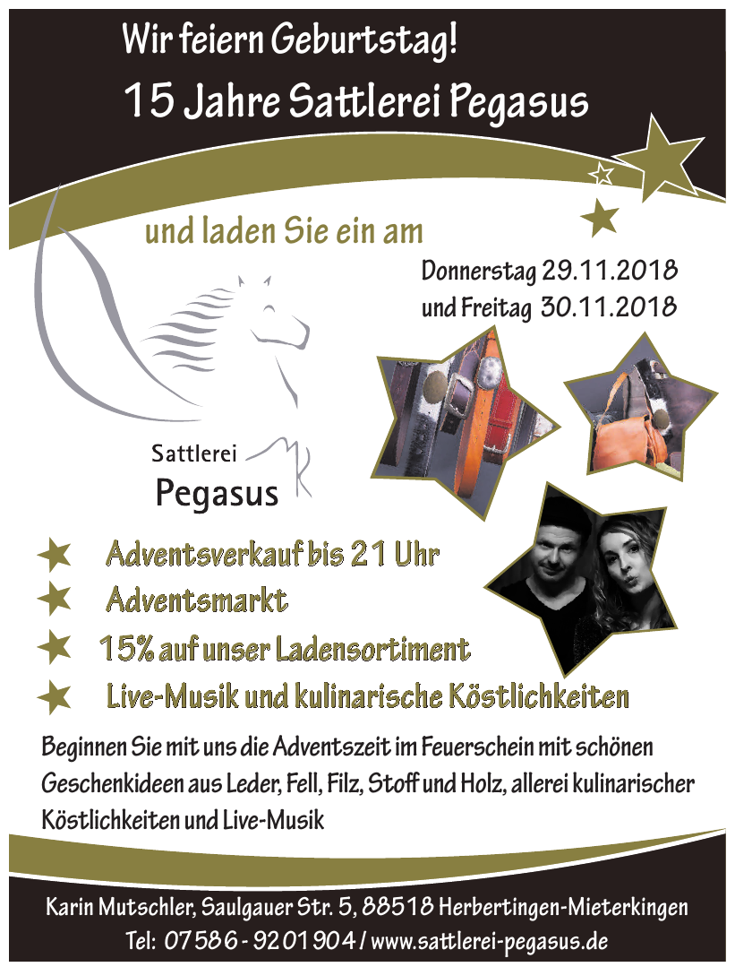 Damas Sitzkünstler Ug Polsterei & Sattlerei 15 Jahre Sattlerei Pegasus in Mieterkingen - Schwäbischer Verlag