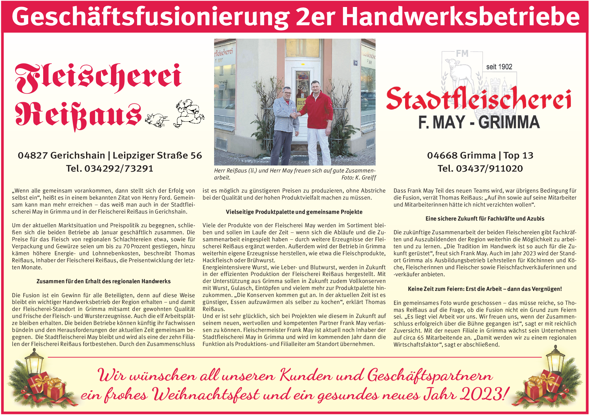 Geschäftsfusionierung 2er Handwerksbetriebe - Leipziger Volkszeitung