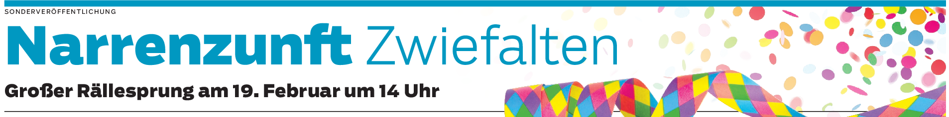 Narrenzunft Zwiefalten: Narren erobern den Ort - Großer Rällesprung am Sonntag, 19. Februar, um 14 Uhr