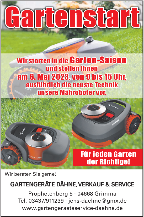 Forst und Gartengeräte Dähne bieten drei erstklassige Mähroboter mit