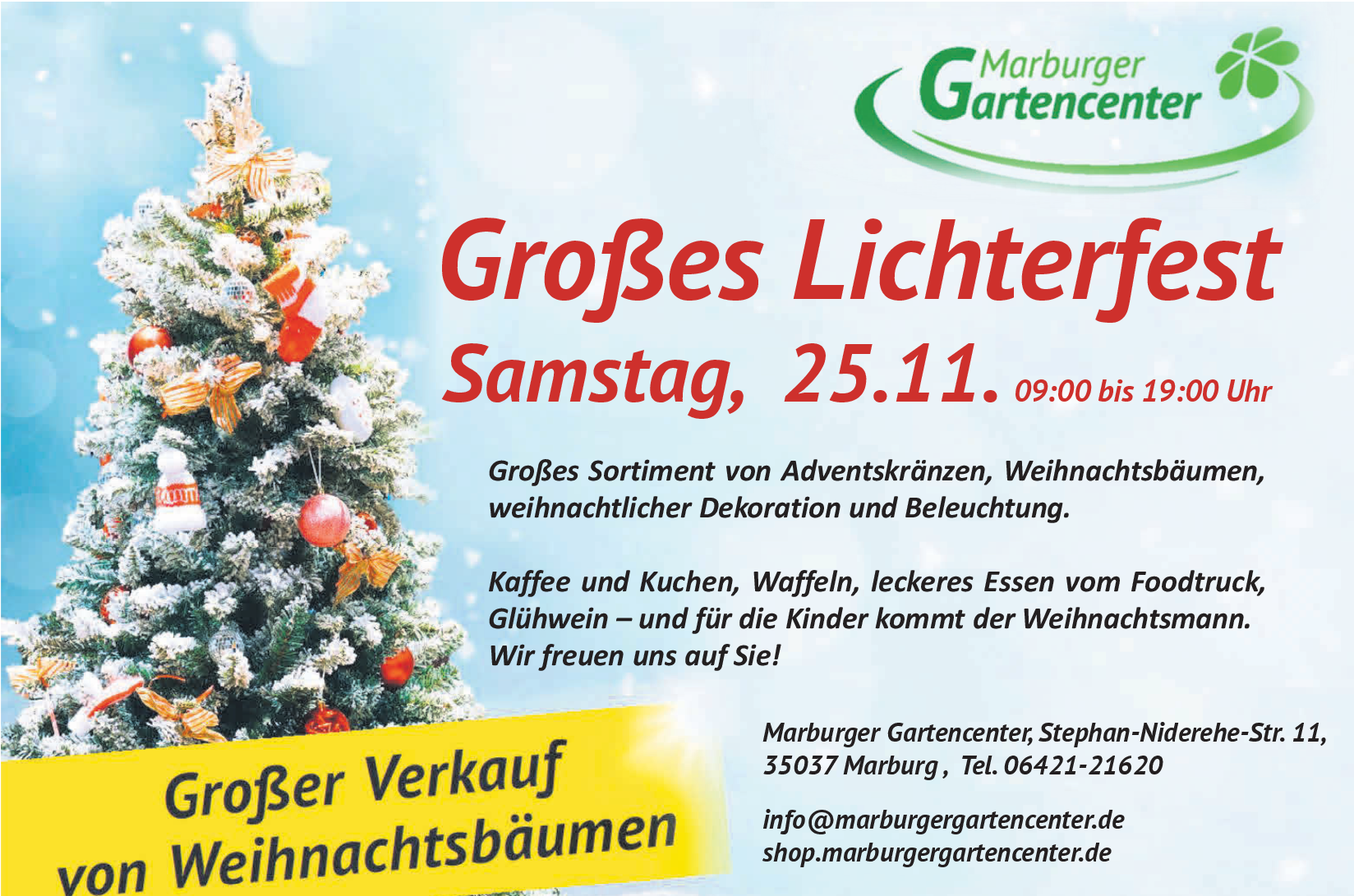 Marburger Gartencenter lädt am 25. November zum Lichterfest ein. Dazu