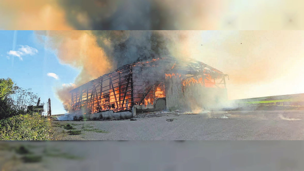 Scheunenbrand in Löwenhagen: Zwölf Verletzte und Millionenschaden
