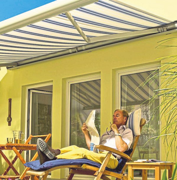 Schlanker Sonnenschutz für den Outdoorbereich