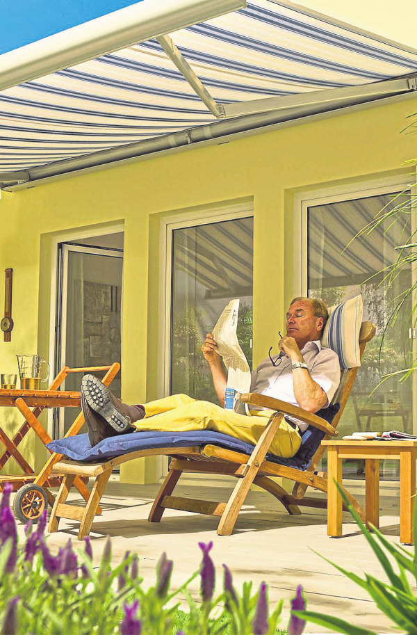 Schlanker Sonnenschutz für den Outdoorbereich