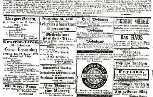 Skurriles Treiben im Oeffentlichen Anzeiger von 1879
