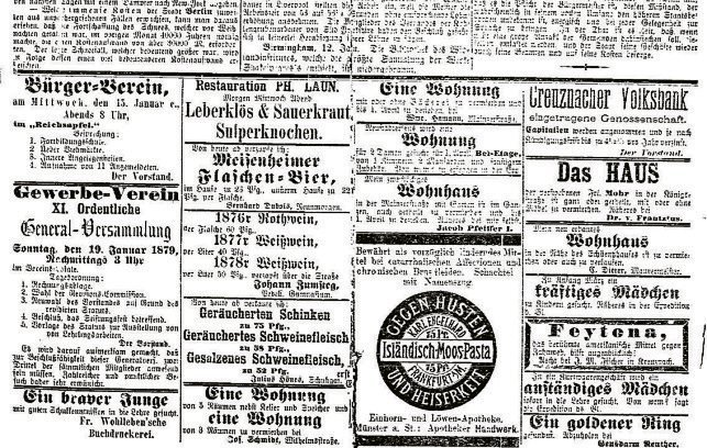 Skurriles Treiben im Oeffentlichen Anzeiger von 1879