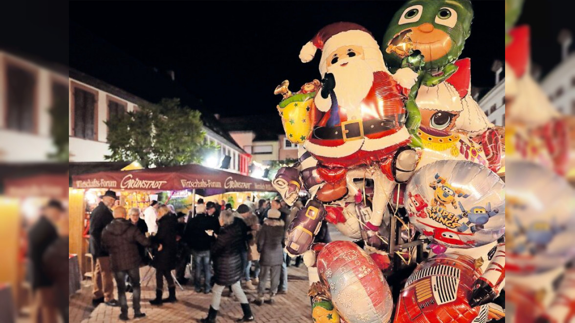 Grünstadter Weihnachtsmarkt mit Gewinnspiel: Kleiner Markt mit buntem Rahmen