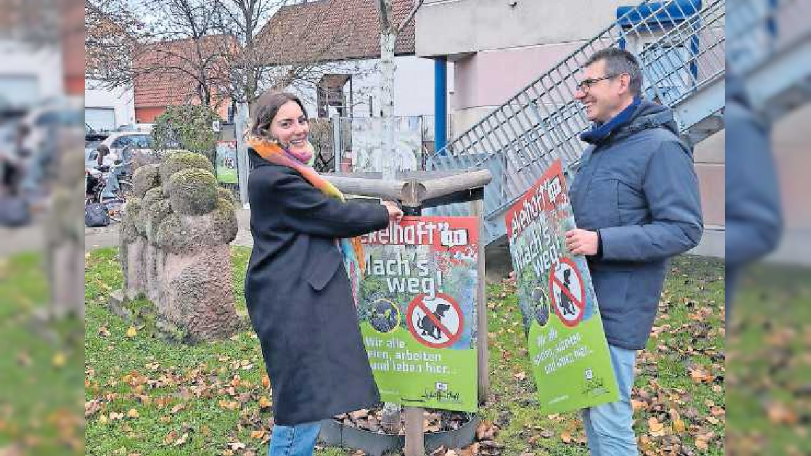 Schifferstadt: Plakat weisen auf "Hinterlassenschaften" hin